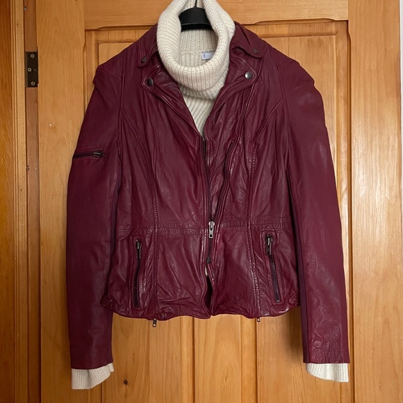 Muubaa Jackets & Blazers - Muubaa Stunning Burgundy Leather Jacket 6 US